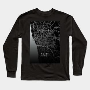 Porto Portugal City Map dark Long Sleeve T-Shirt